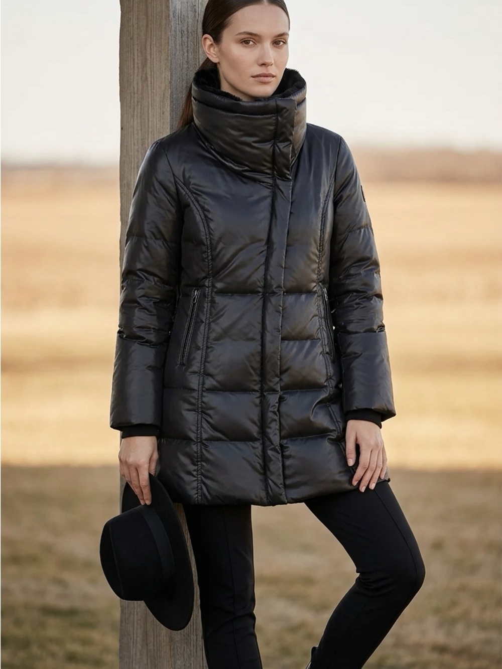 Mackage Black Quilted Puffer Coat with black Fur Collar